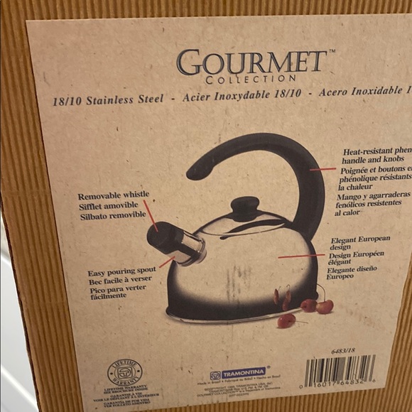 Stainless Steel Tea Kettle with Black Handle - Picture 2 of 4